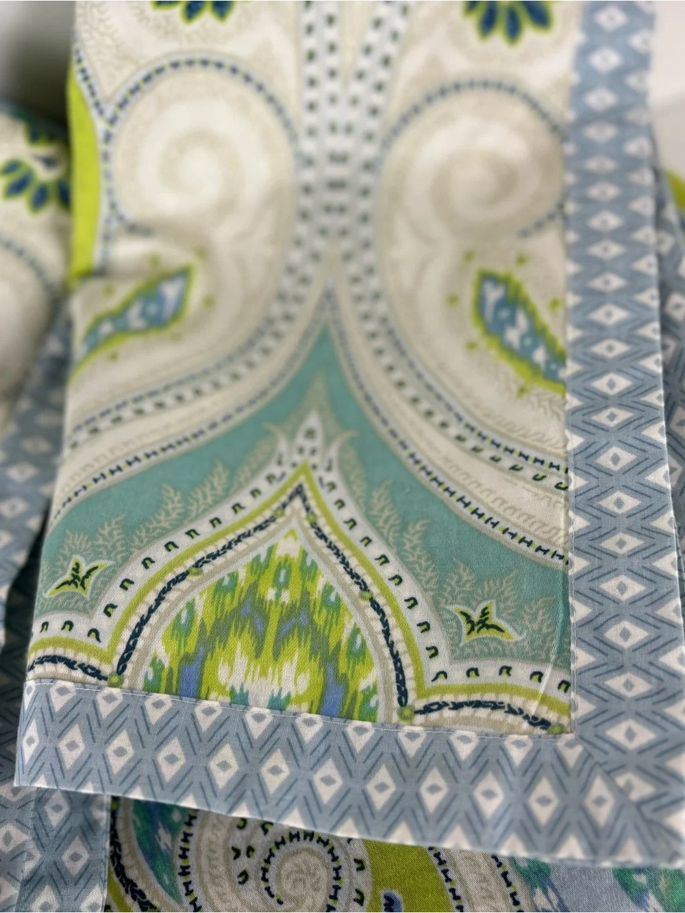 ECHO Design Duvet & Sham (2) set-“Sardinia” Paisley Print -Green & Blue F/Q